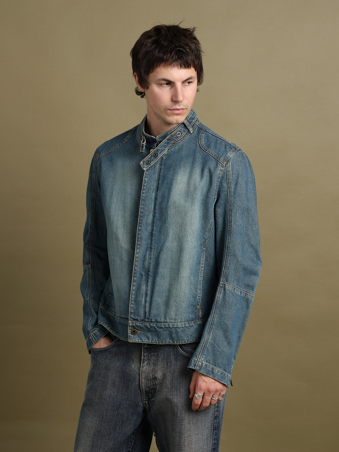 Burberry Denim Biker Jacket Blue Men's M - front