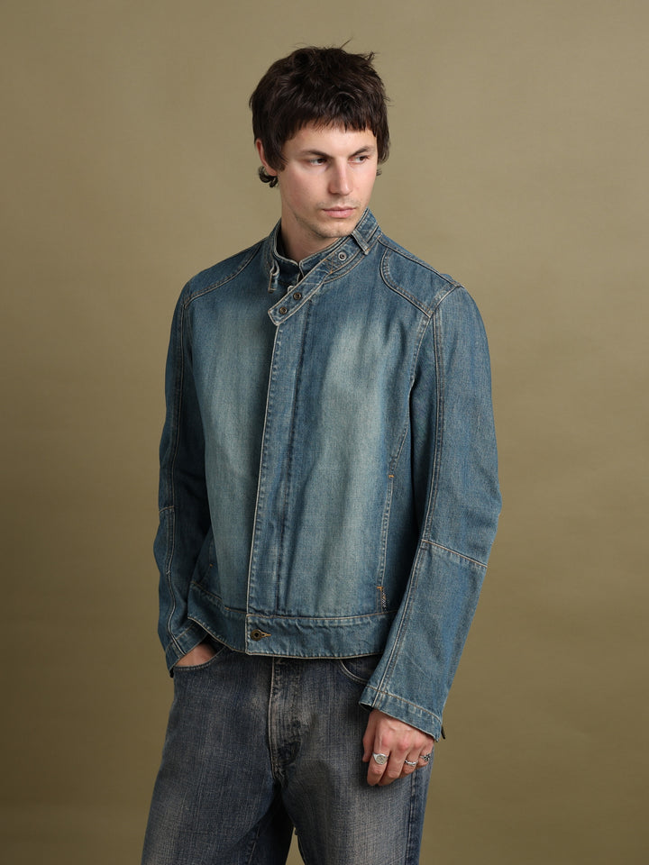Burberry Denim Biker Jacket Blue Men's M - front