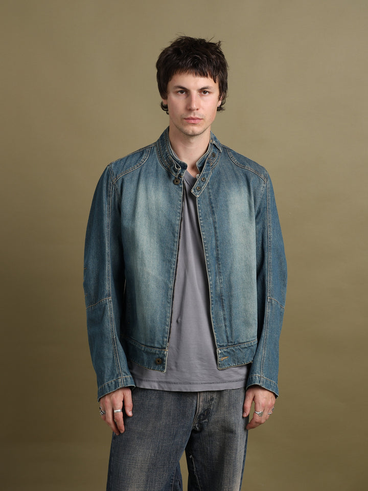 Burberry Denim Biker Jacket Blue Men's M - back