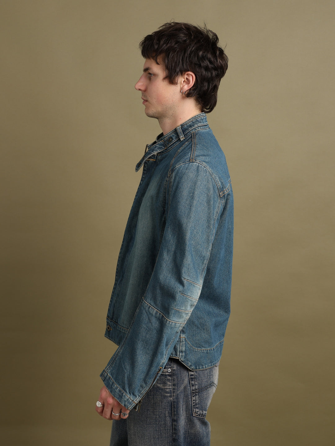 Burberry Denim Biker Jacket Blue Men's M - detail 1