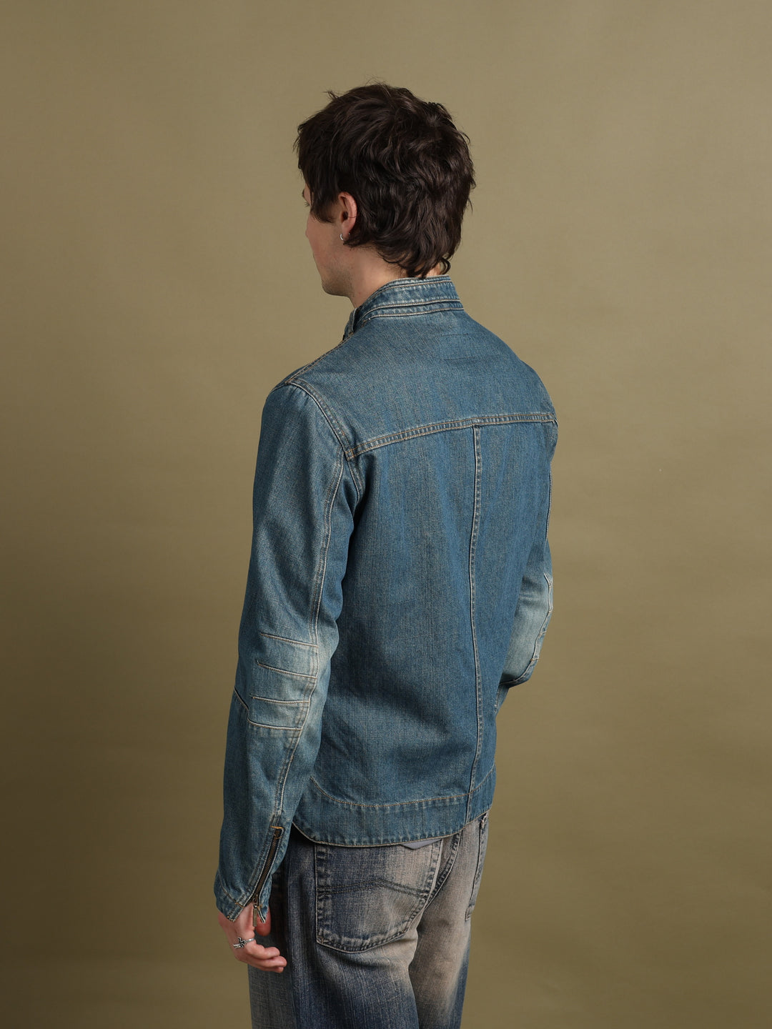 Burberry Denim Biker Jacket Blue Men's M - detail 2