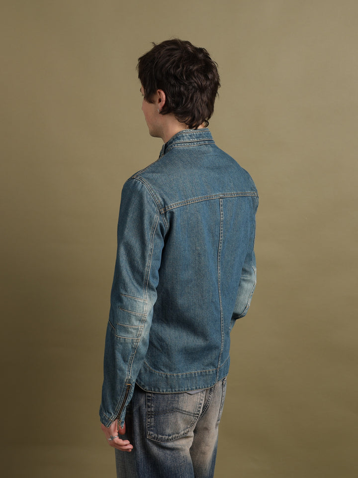Burberry Denim Biker Jacket Blue Men's M - detail 2
