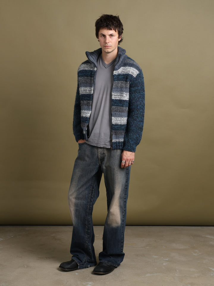 Dolce & Gabbana High Neck Full Zip Jumper Blue Men's M - back