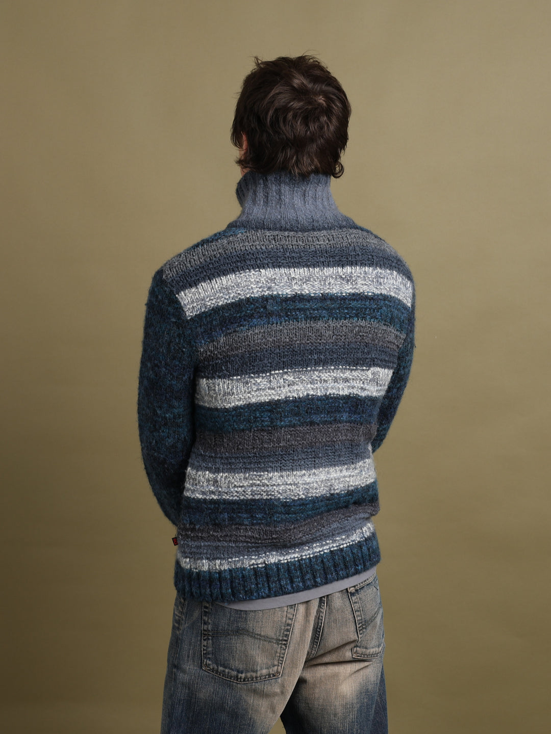 Dolce & Gabbana High Neck Full Zip Jumper Blue Men's M - detail 1