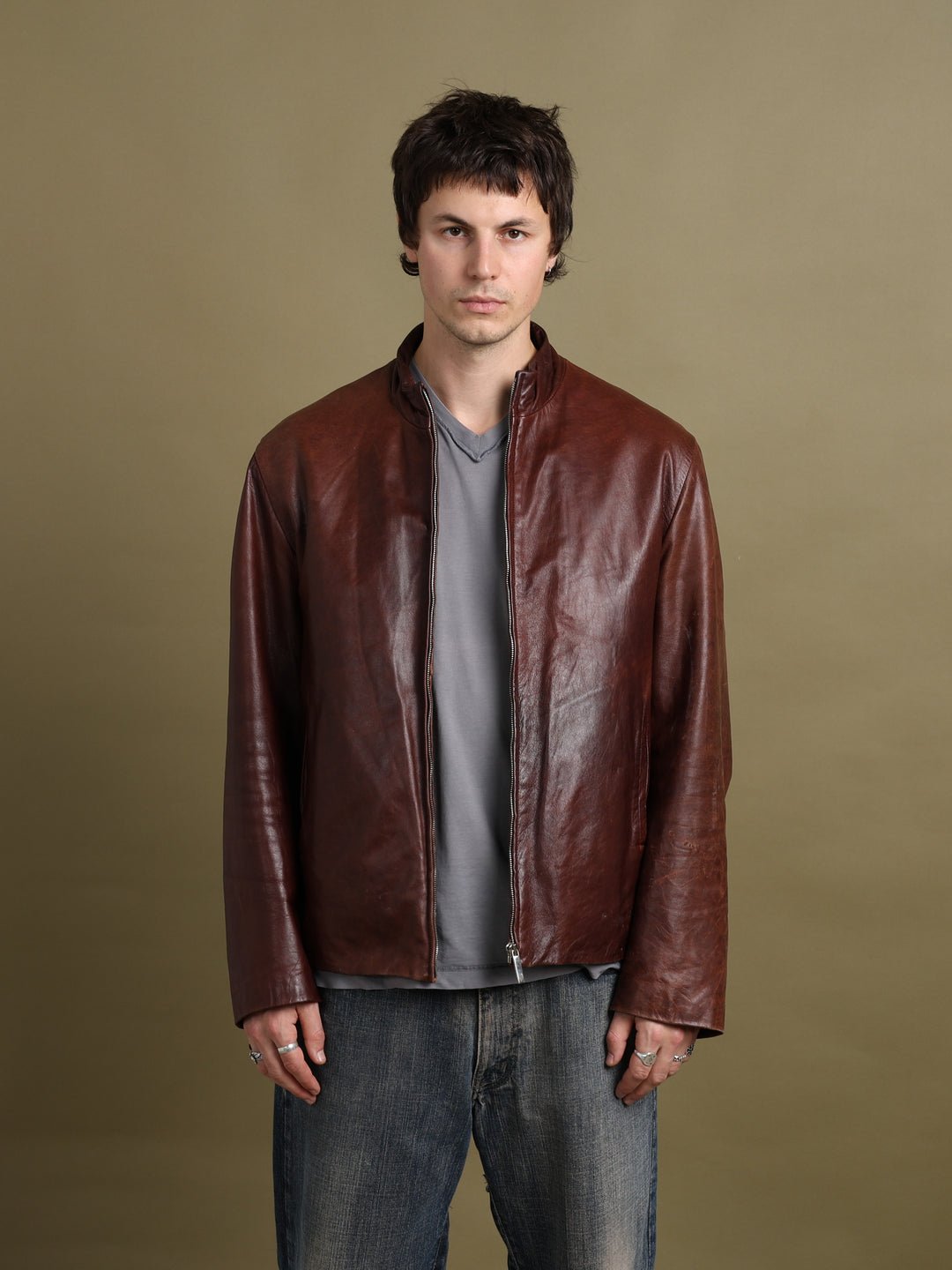 Mulberry Leather Bomber Jacket Oxblood Men's L - front
