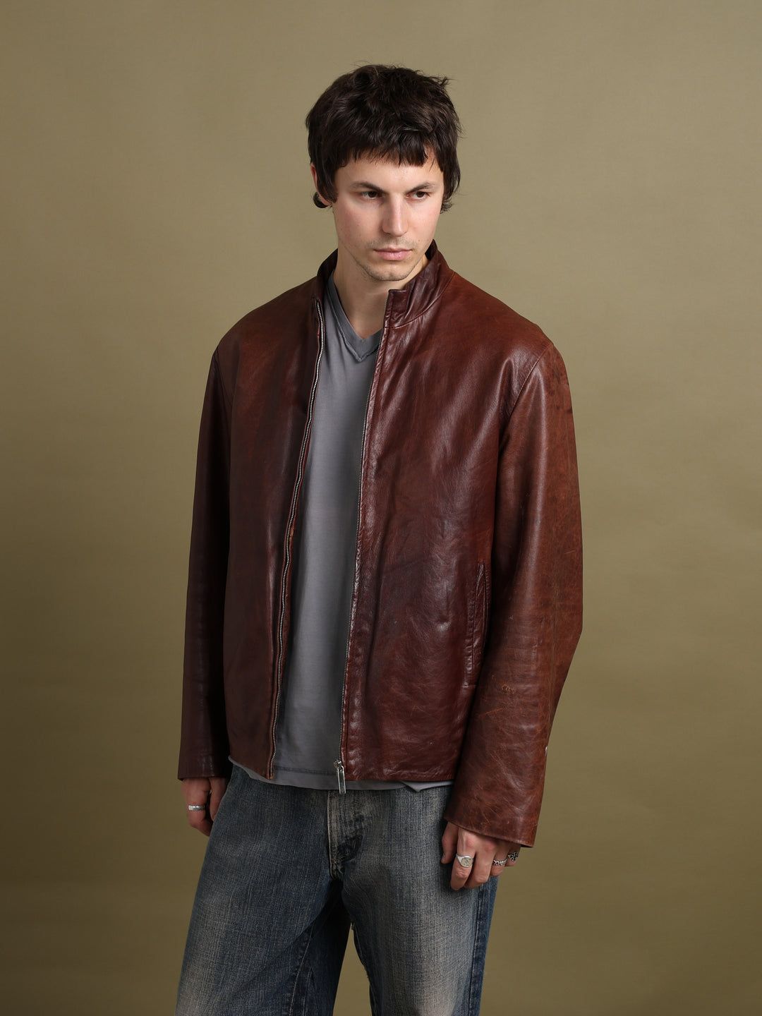 Mulberry Leather Bomber Jacket Oxblood Men's L - back