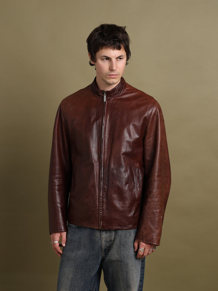 Mulberry Leather Bomber Jacket Oxblood Men's L - styled