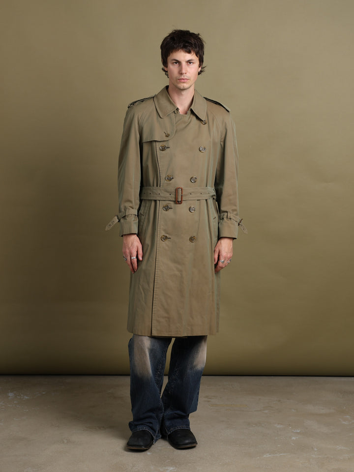 Burberrys Double Breasted Trench Coat Khaki Men's M - fabric detail