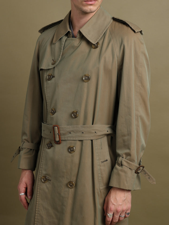Burberrys Double Breasted Trench Coat Khaki Men's M - styled