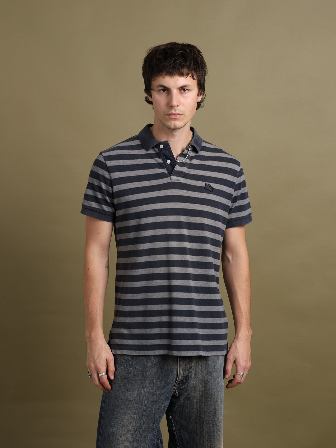Burberry Brit Polo Shirt Black Men's M - fabric detail