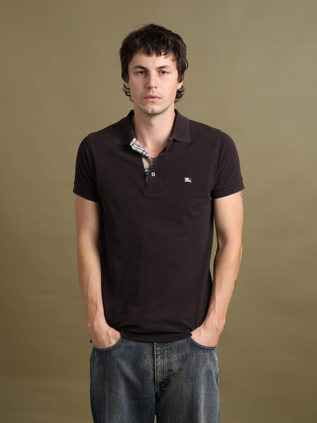 Burberry Polo Shirt Brown Men's S - front