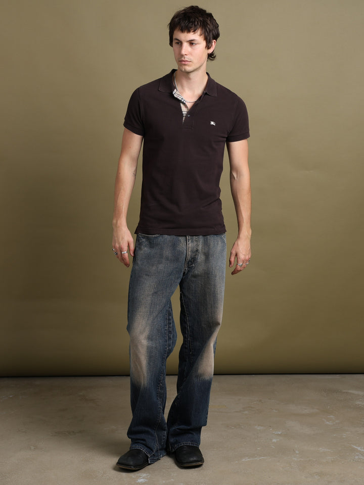 Burberry Polo Shirt Brown Men's S - fabric detail