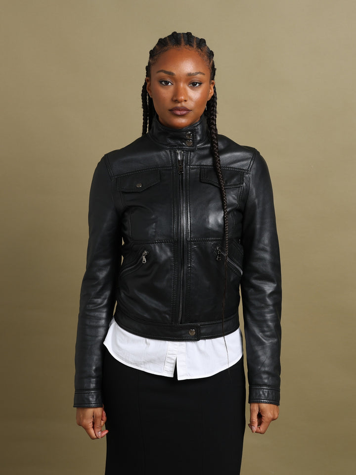 Dolce & Gabbana Leather Jacket Black Women's S - back