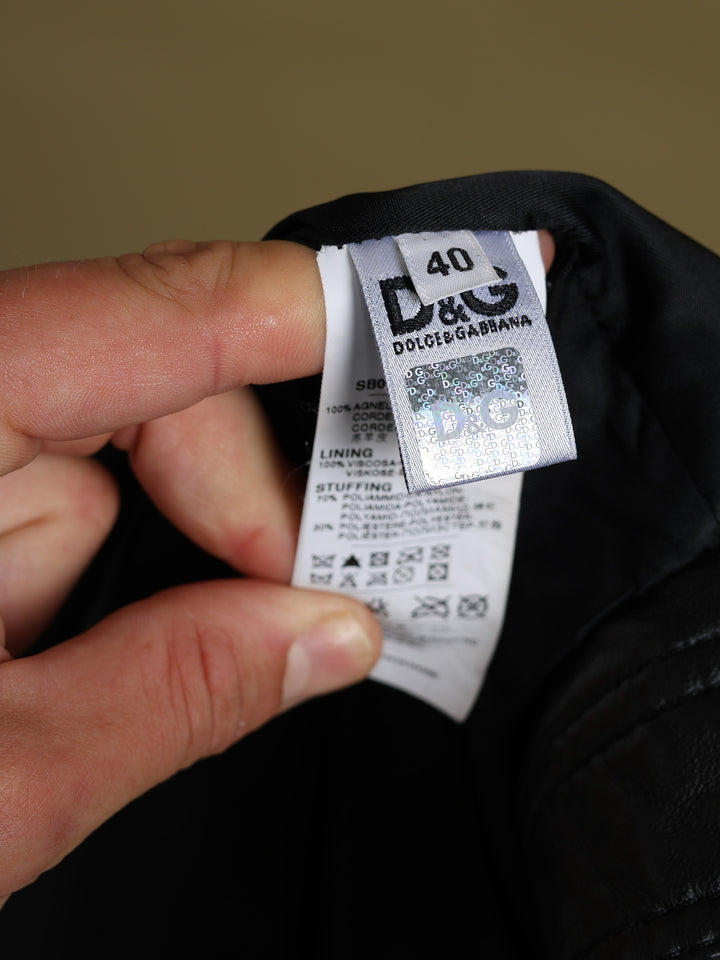 Dolce & Gabbana Leather Jacket Black Women's S - detail 4