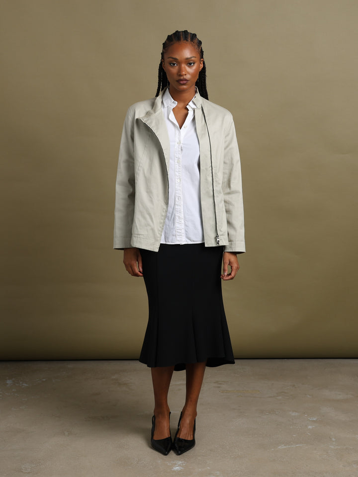Giorgio Armani Funnel-Neck Asymmetric Zip Jacket Cream Women's M - detail 2