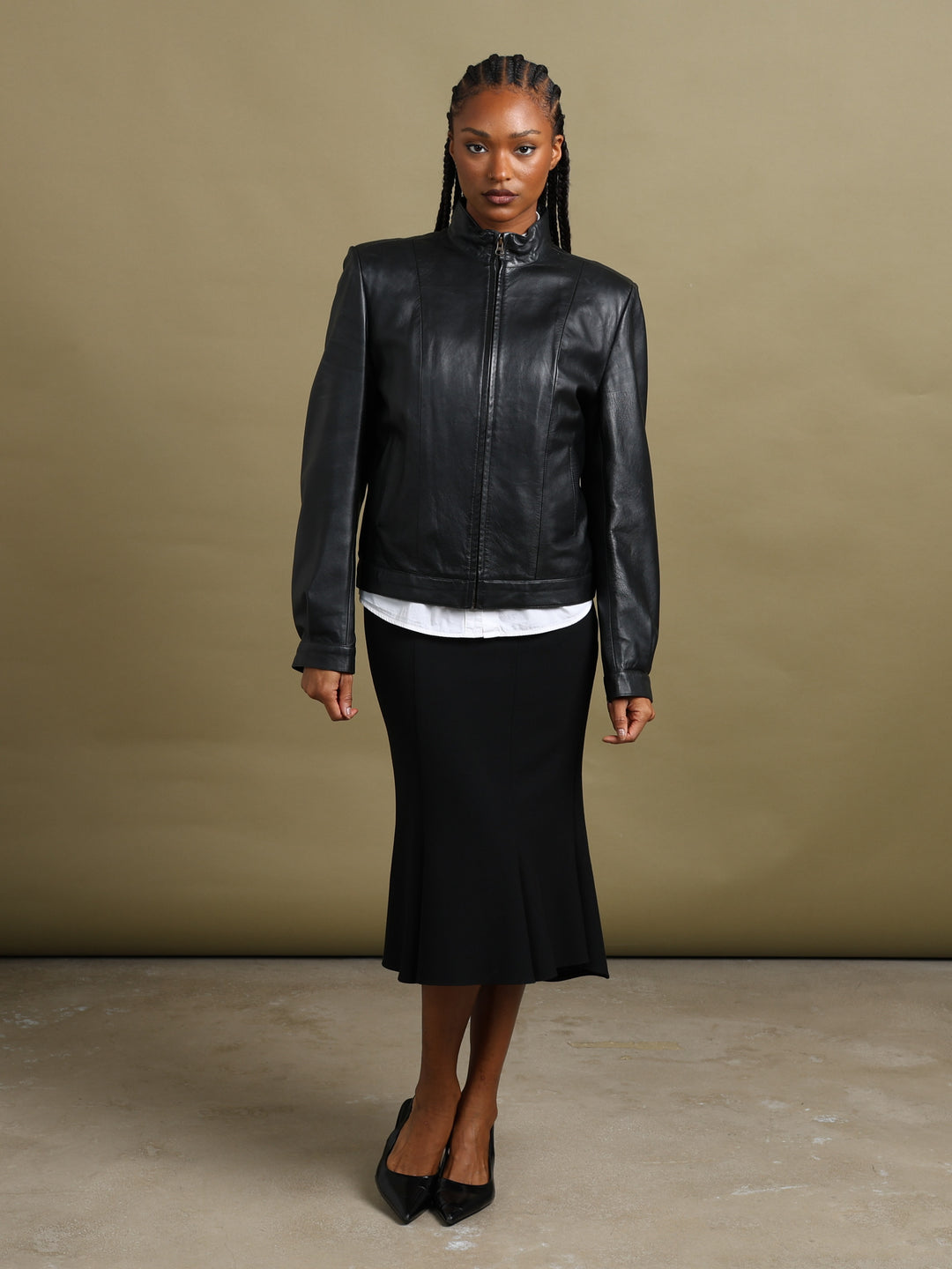 Aquascutum Leather Biker Jacket Black Women's L - detail 1
