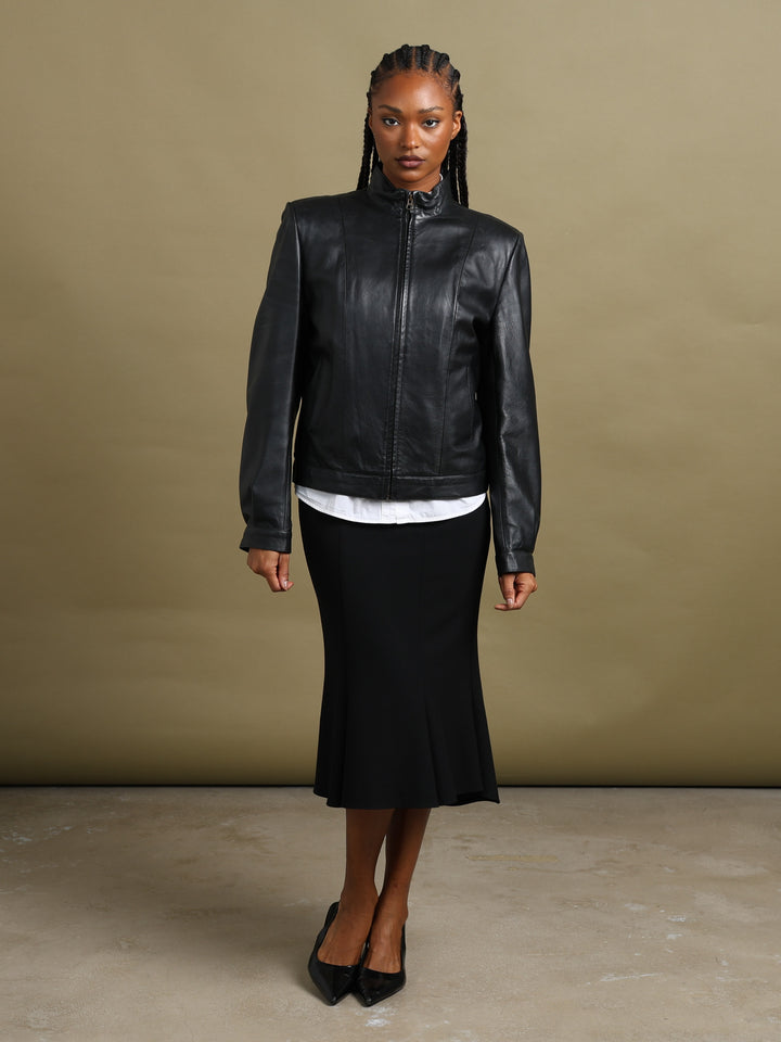 Aquascutum Leather Biker Jacket Black Women's L - detail 1