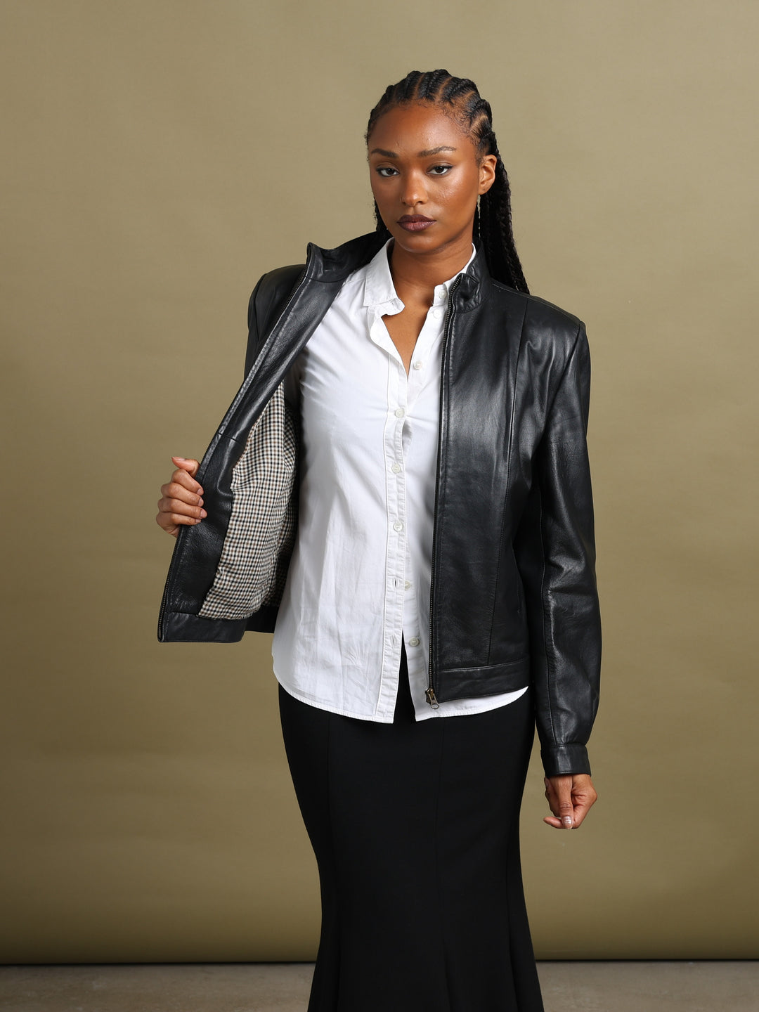 Aquascutum Leather Biker Jacket Black Women's L - detail 2