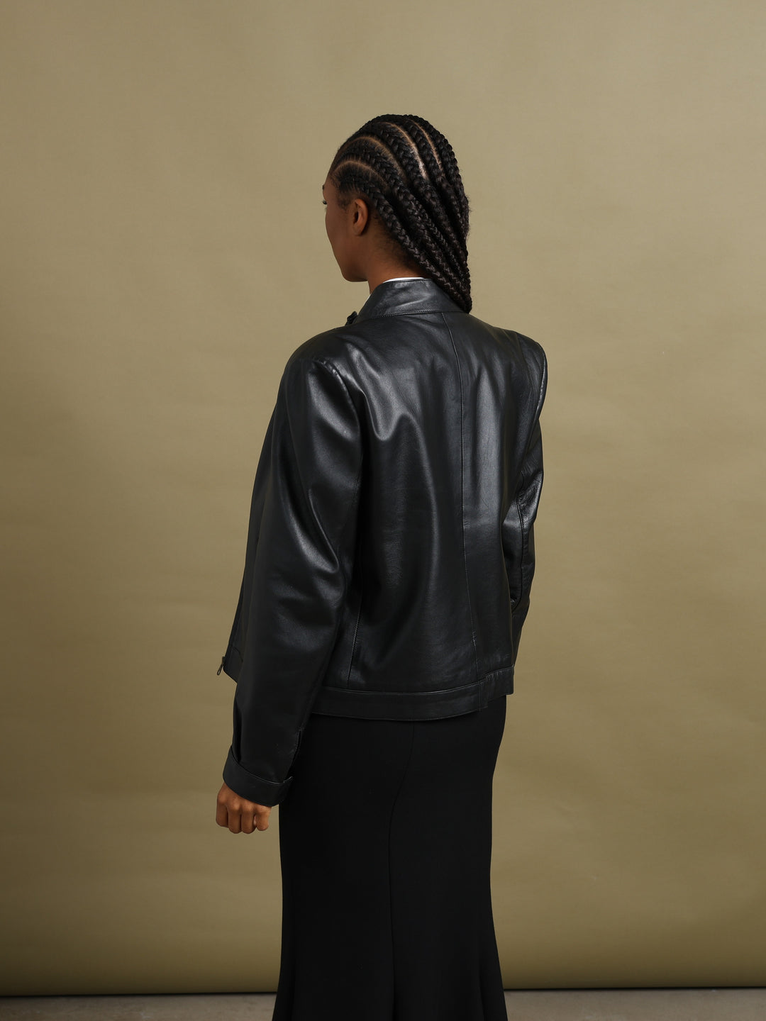 Aquascutum Leather Biker Jacket Black Women's L - detail 5