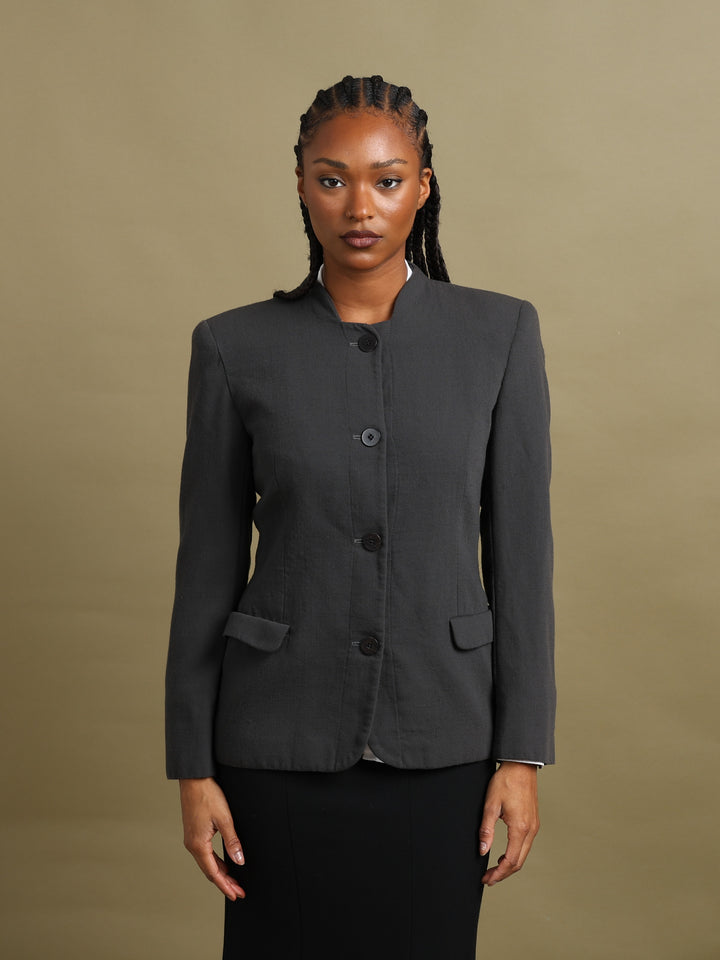 Giorgio Armani Collarless Blazer Grey Women's S - back