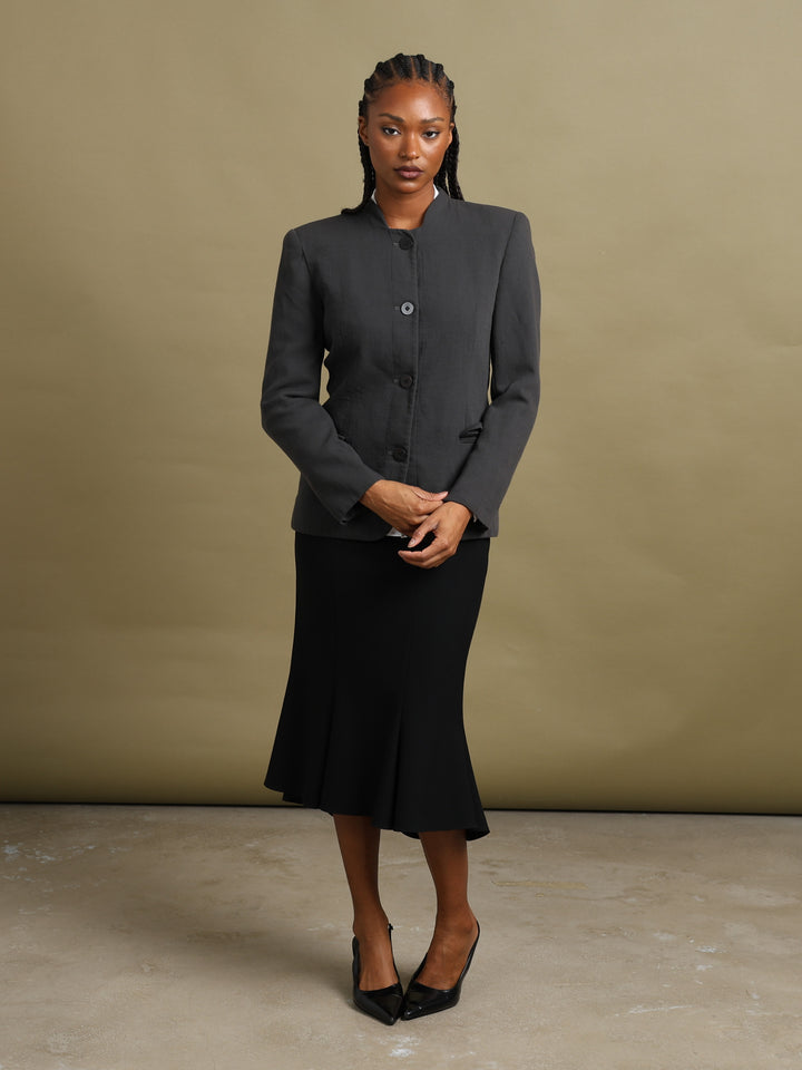 Giorgio Armani Collarless Blazer Grey Women's S - fabric detail