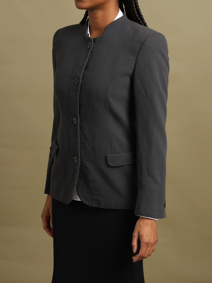 Giorgio Armani Collarless Blazer Grey Women's S - detail 1