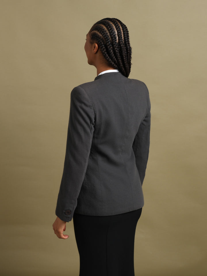 Giorgio Armani Collarless Blazer Grey Women's S - detail 2