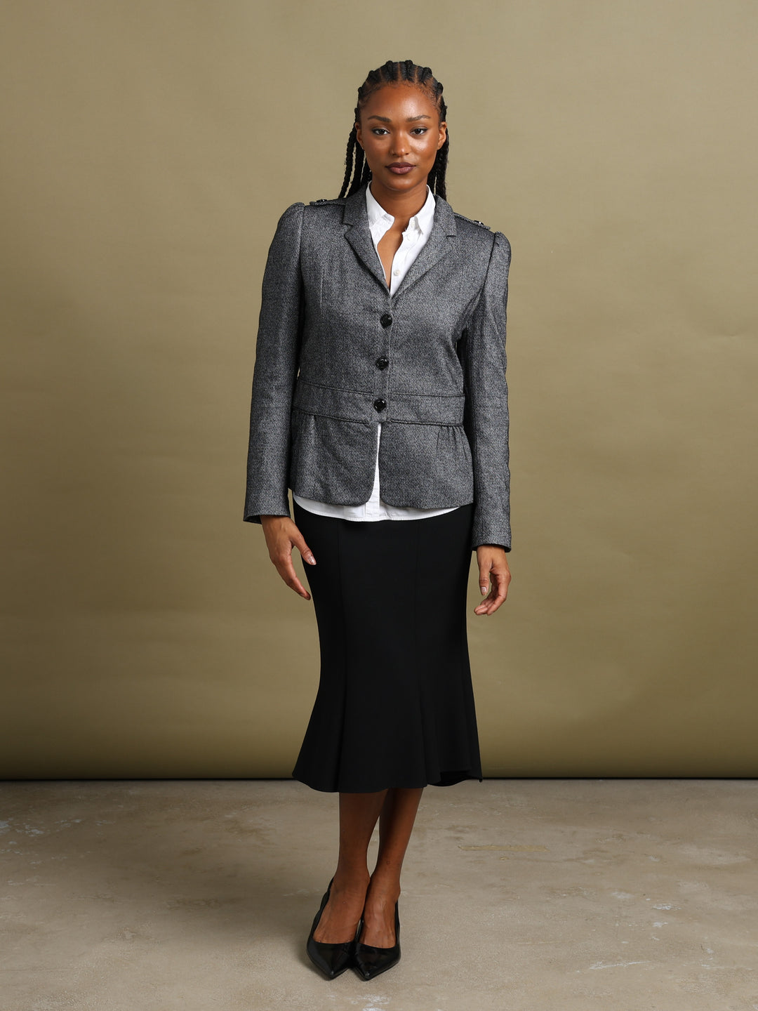 Burberry London Blazer Grey Women's M - fabric detail