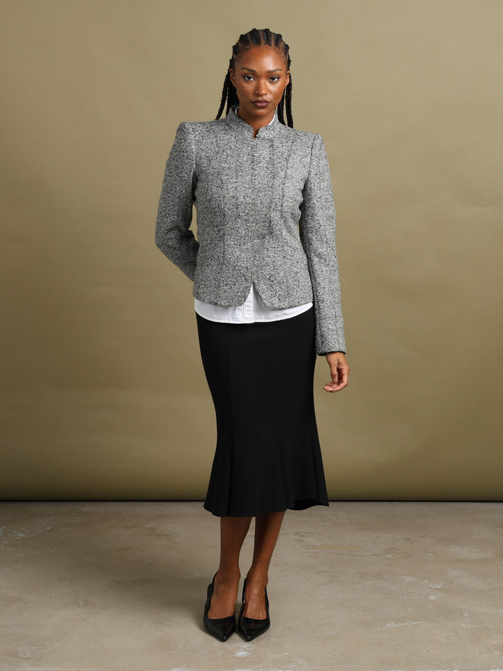 Armani Collezioni Asymmetric Zip Blazer Grey Women's L - fabric detail