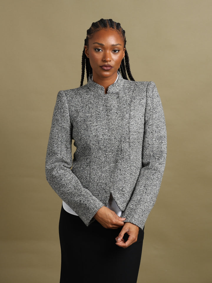Armani Collezioni Asymmetric Zip Blazer Grey Women's L - styled