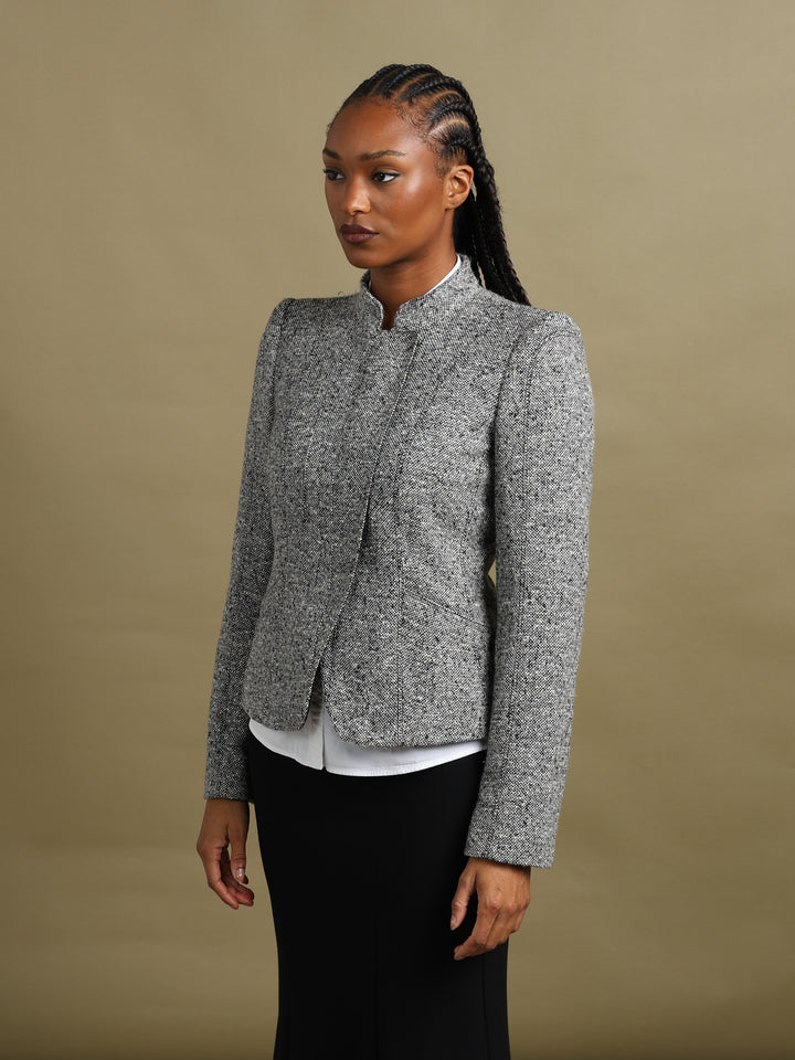 Armani Collezioni Asymmetric Zip Blazer Grey Women's L - detail 2