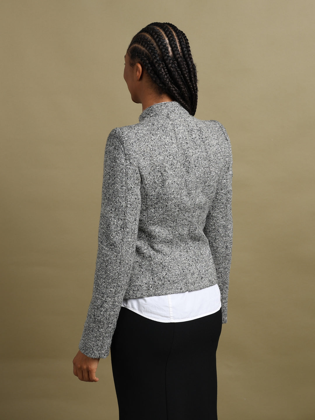 Armani Collezioni Asymmetric Zip Blazer Grey Women's L - detail 3