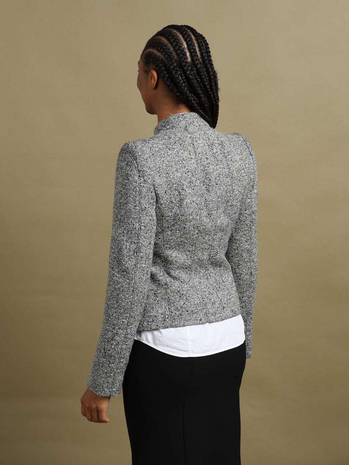Armani Collezioni Asymmetric Zip Blazer Grey Women's L - detail 3