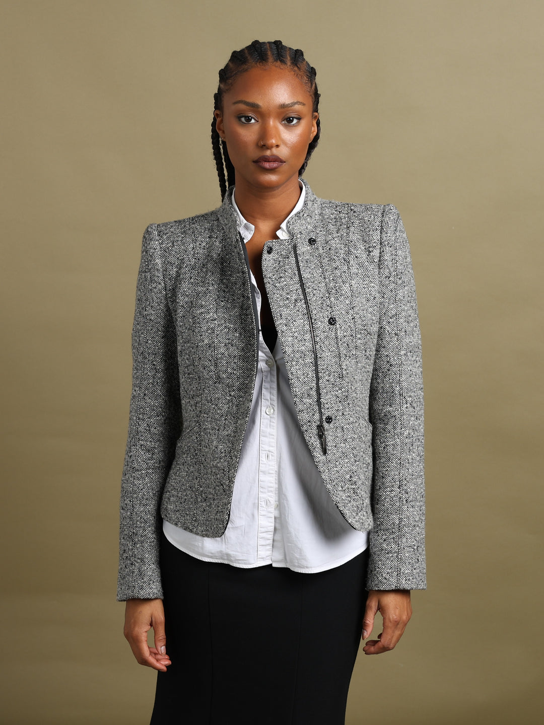 Armani Collezioni Asymmetric Zip Blazer Grey Women's L - detail 4
