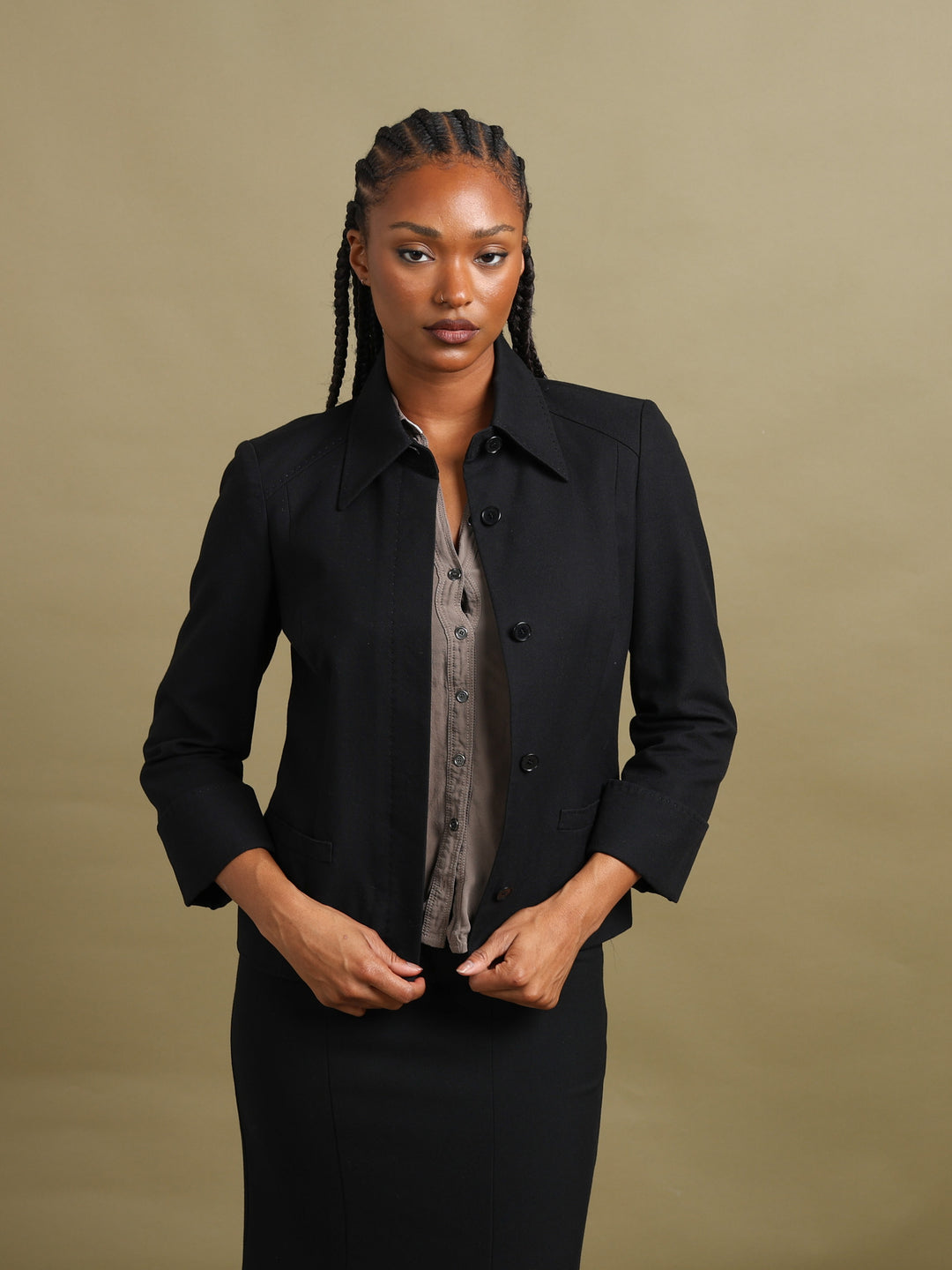 Burberry London Shawl Collar Jacket Black Women's S - front