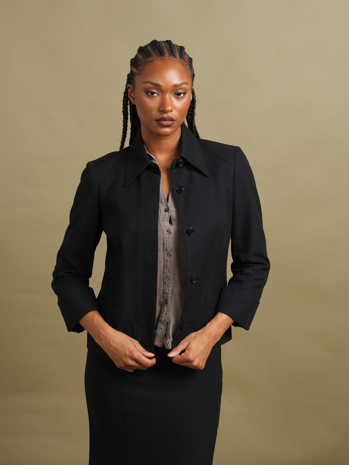 Burberry London Shawl Collar Jacket Black Women's S - front