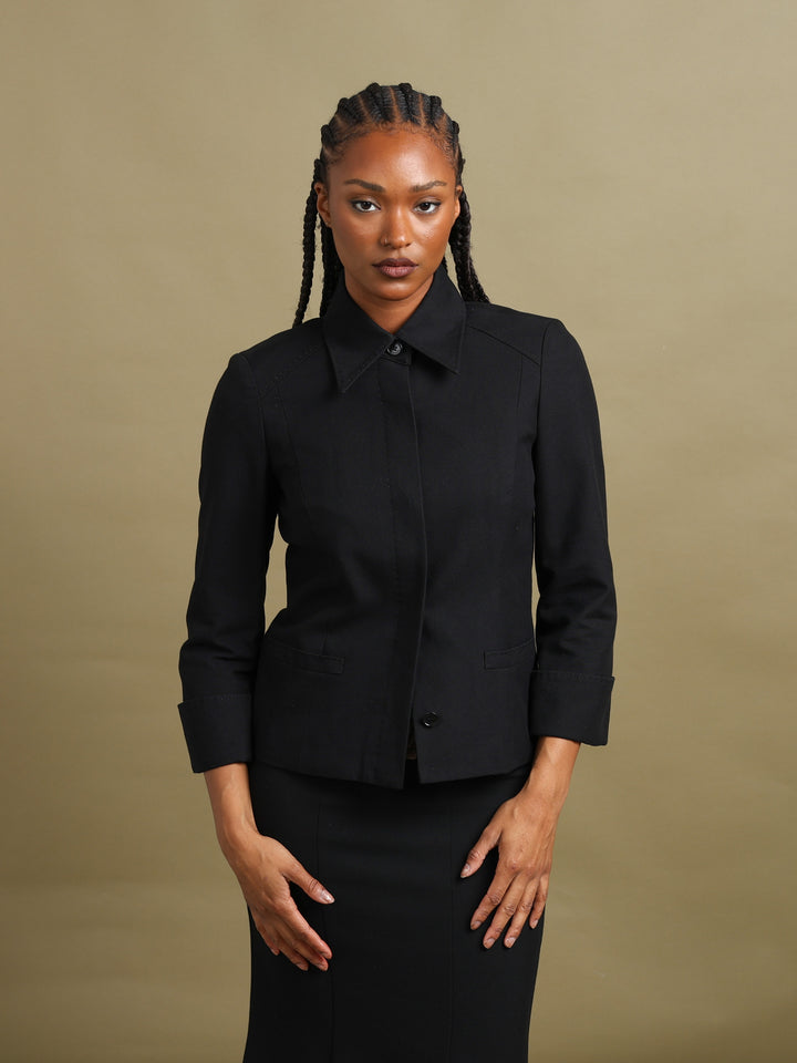 Burberry London Shawl Collar Jacket Black Women's S - back