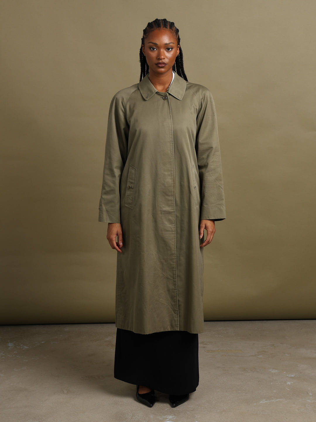 Burberrys Trench Coat Green Women's M - fabric detail