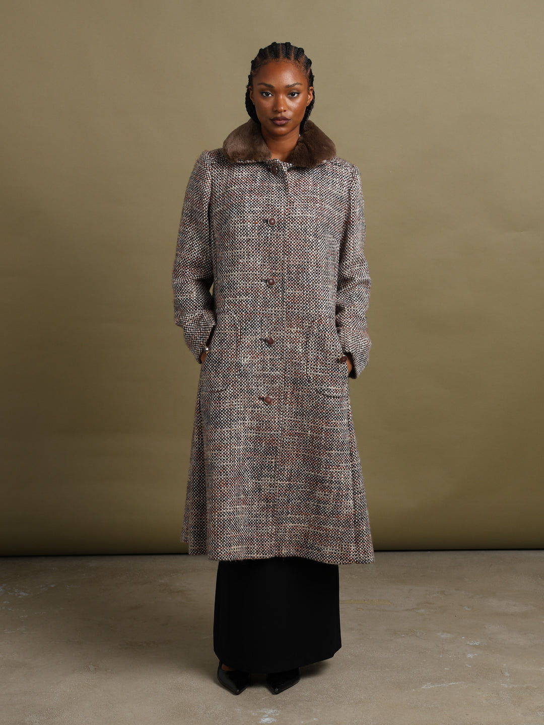 Aquascutum Overcoat Cream Women's XL - front