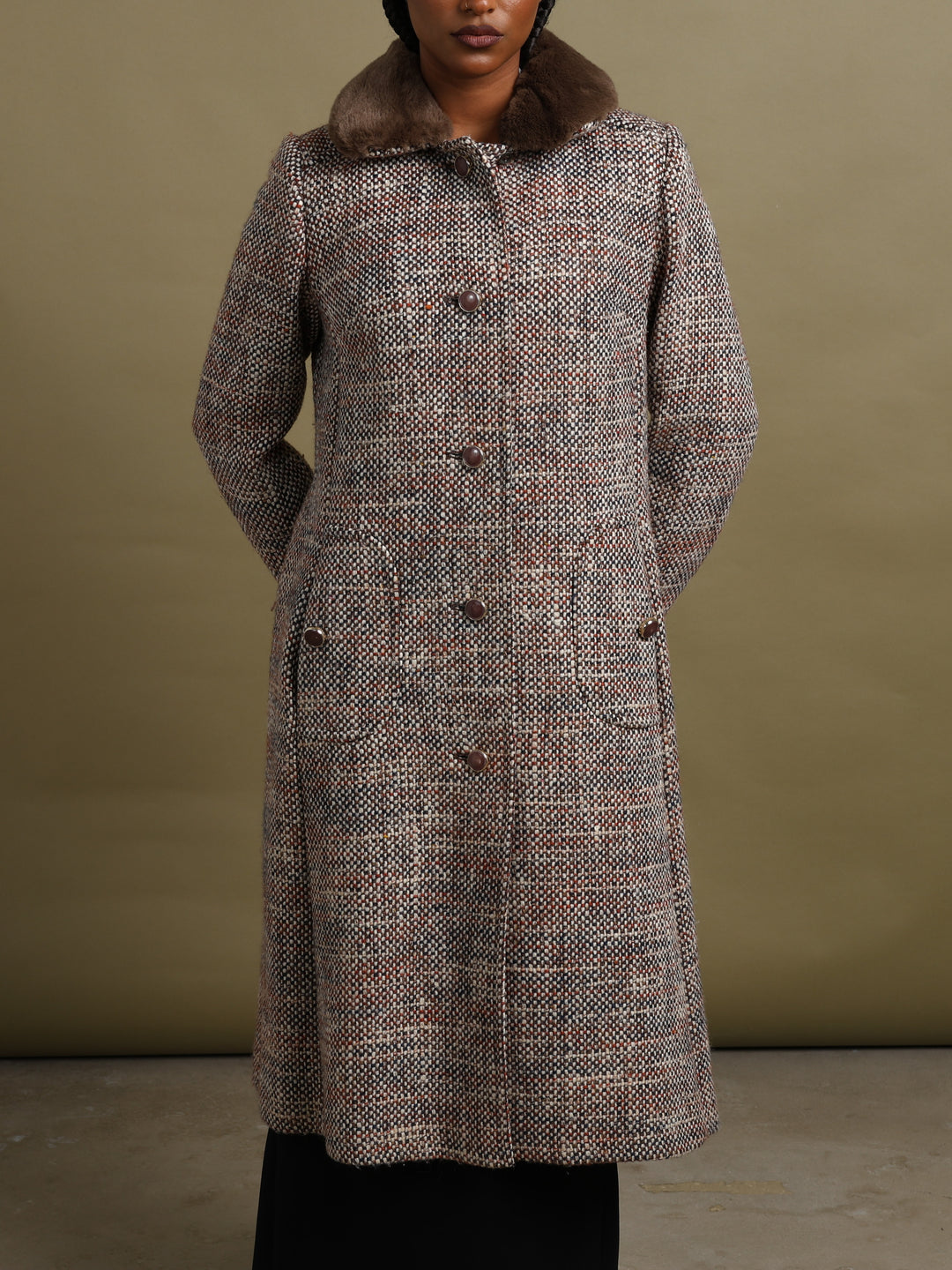 Aquascutum Overcoat Cream Women's XL - fabric detail