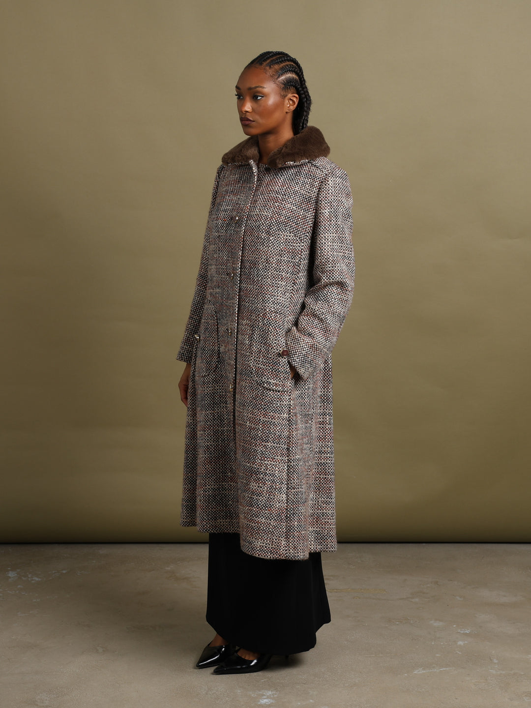Aquascutum Overcoat Cream Women's XL - styled