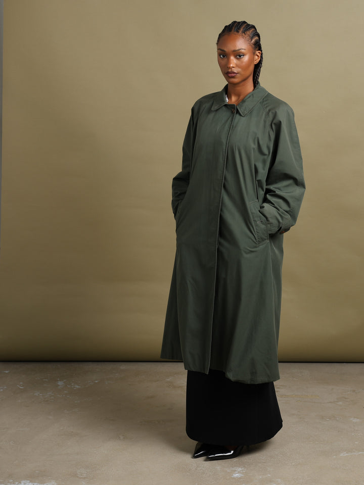 Burberrys Single Breasted Trench Coat Green Women's XL - styled