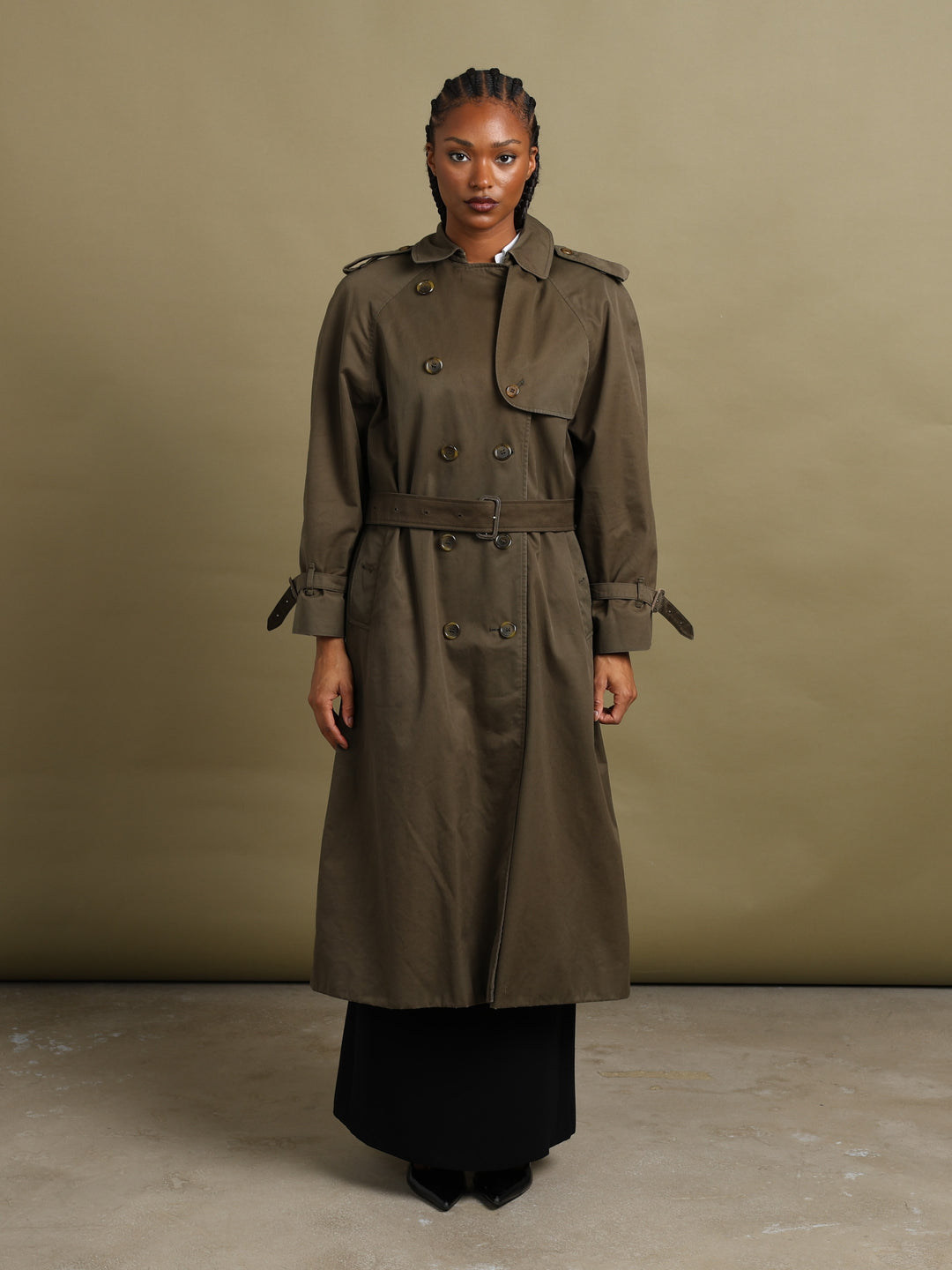 Burberrys Double Breasted Trench Coat Olive Women's L - detail 1