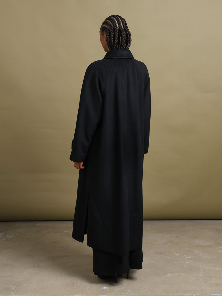 Aquascutum Double Breasted Overcoat Black Women's XL - detail 2