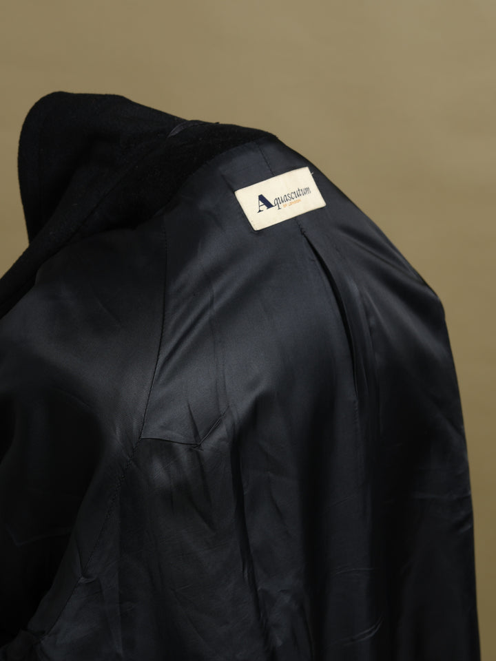 Aquascutum Double Breasted Overcoat Black Women's XL - detail 4