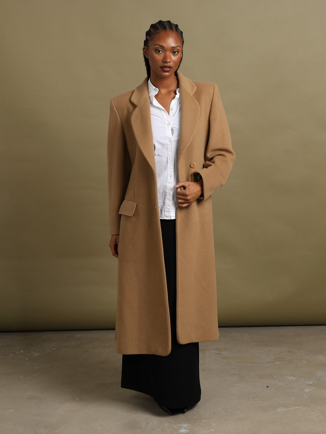 Giorgio Armani Overcoat Camel Women's M - fabric detail
