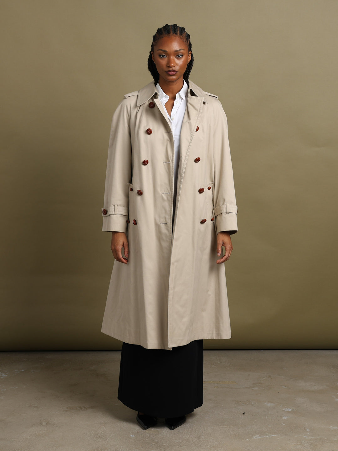 Aquascutum Double Breasted Trench Coat Beige Women's L - back