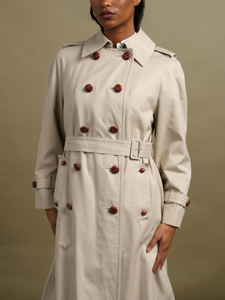 Aquascutum Double Breasted Trench Coat Beige Women's L - detail 1