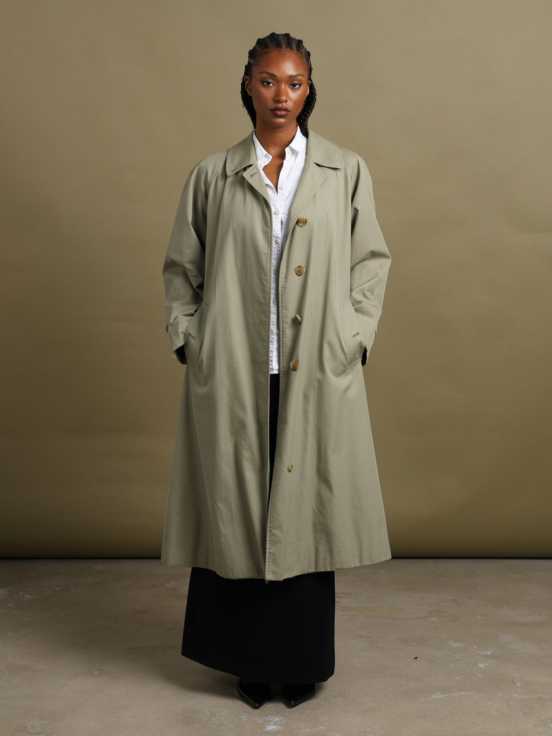 Burberrys Trench Coat Green Women's L - back