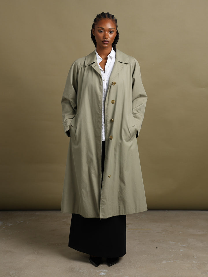 Burberrys Trench Coat Green Women's L - back